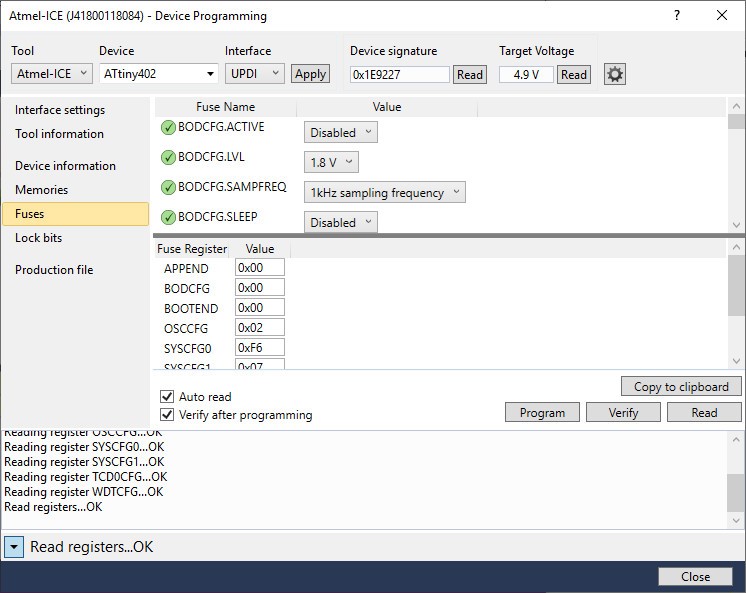 Chip Programmer dialog box -- Fuses